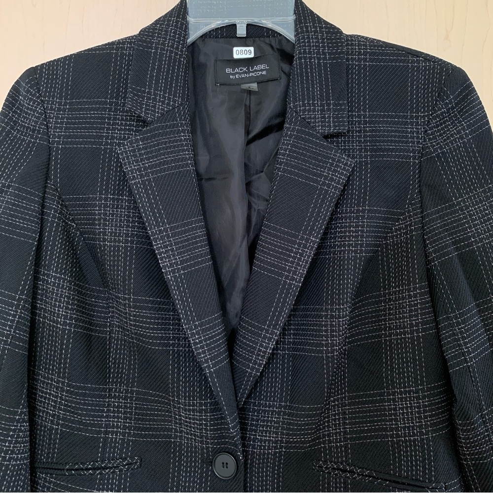 Black Label by Evan-Picone Blazer Jacket Women's Long Sleeve Button Black Size 8 - Picture 4 of 16